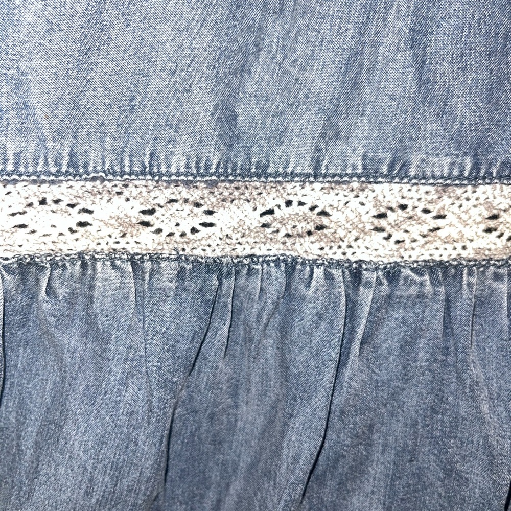 Gray Denim Ruffle Pants - Picture 4 of 5